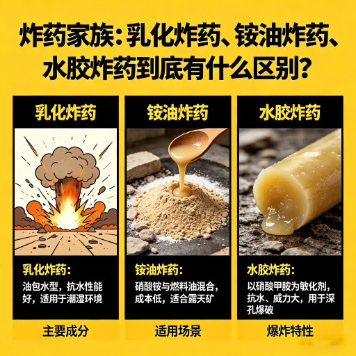 黟县炸药家族：乳化炸药、铵油炸药、水胶炸药到底有什么区别？